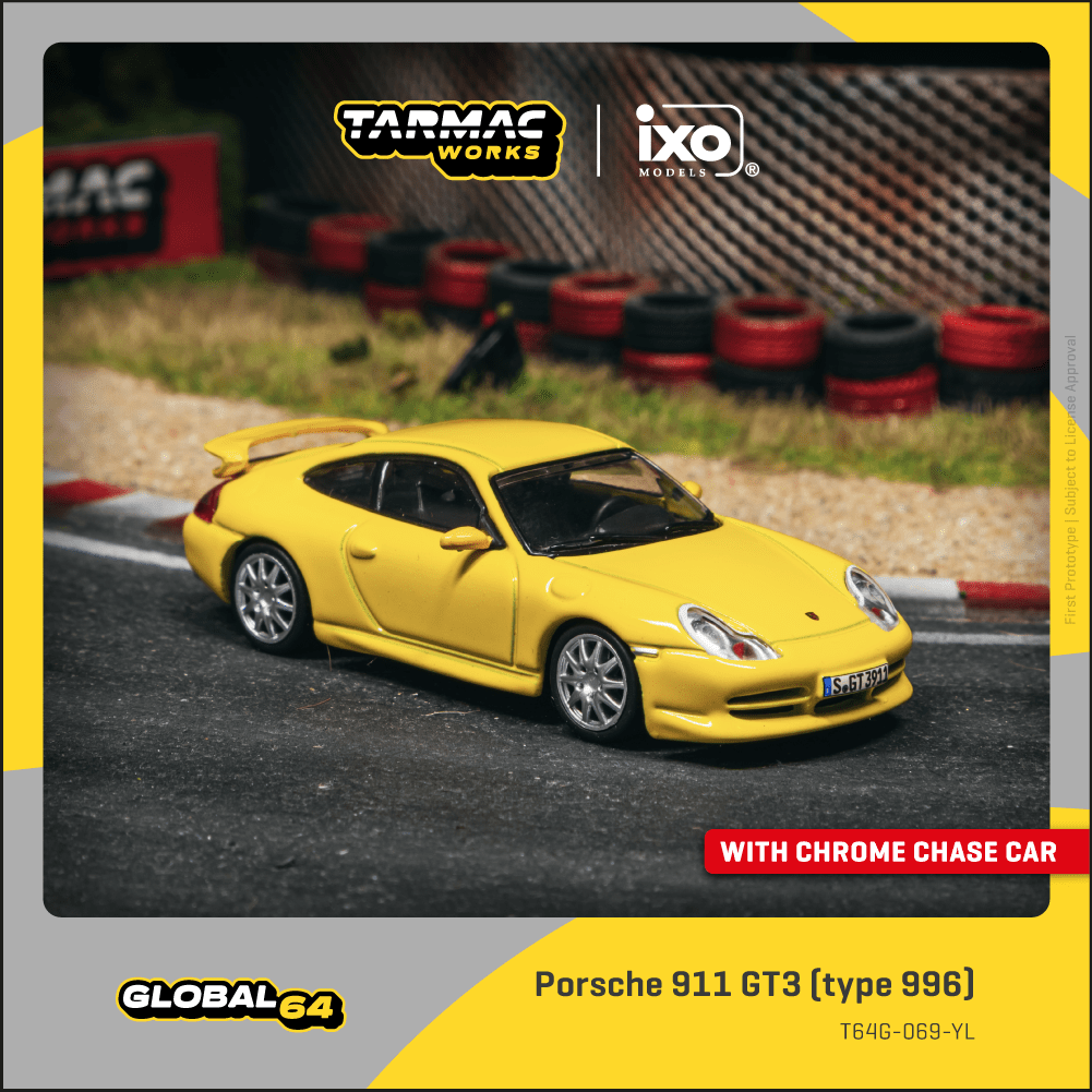 TARMAC WORKS GLOBAL64 1:64 Porsche 911 GT3 (type 996) Yellow T64G-069-YL
