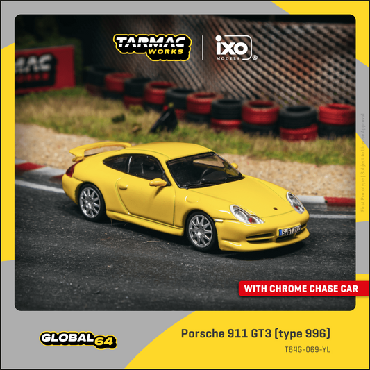 TARMAC WORKS GLOBAL64 1:64 Porsche 911 GT3 (type 996) Yellow T64G-069-YL