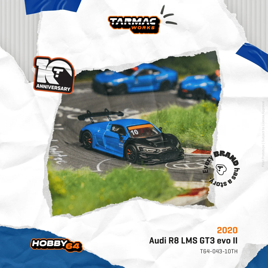 TARMAC WORKS HOBBY64 1:64 Audi R8 LMS GT3 evo II Tarmac Works 10th Anniversary