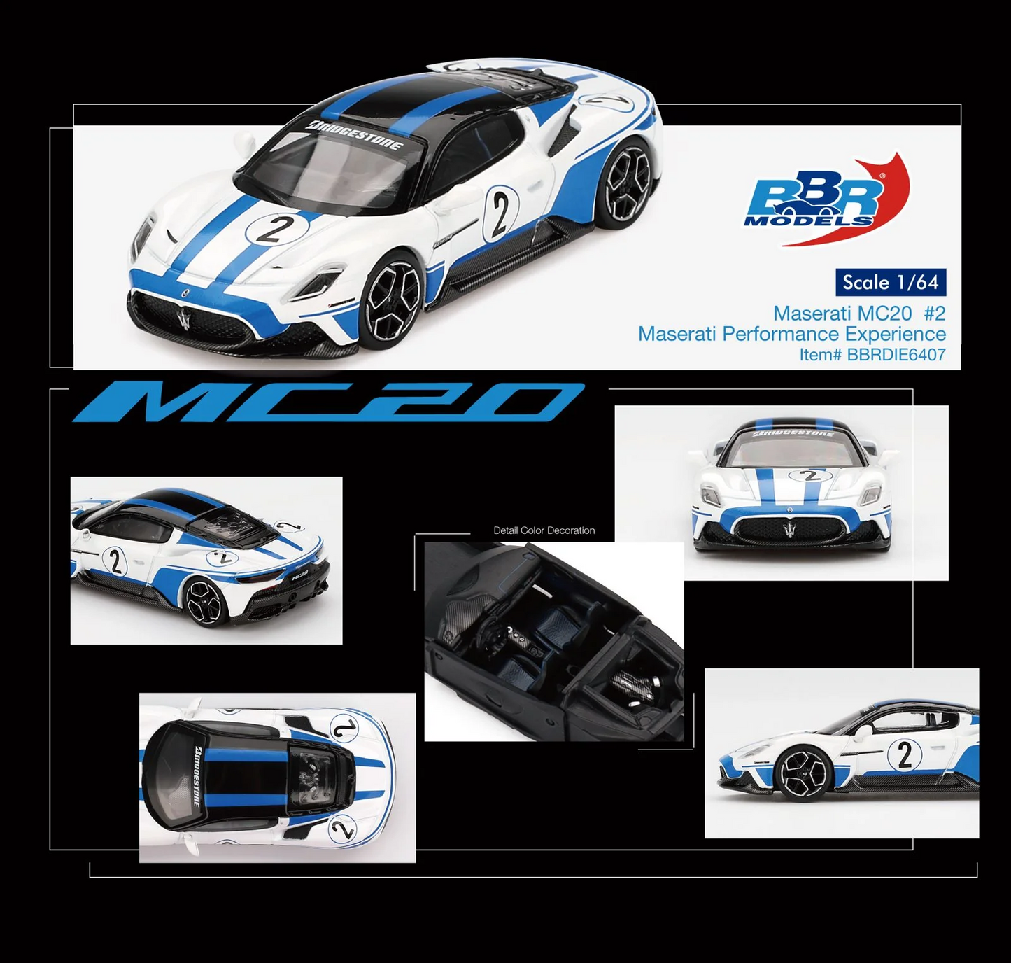 BBR 1/64 Maserati MC20 #2 Maserati Performance Experience BBRDIE6407 Sealed Box