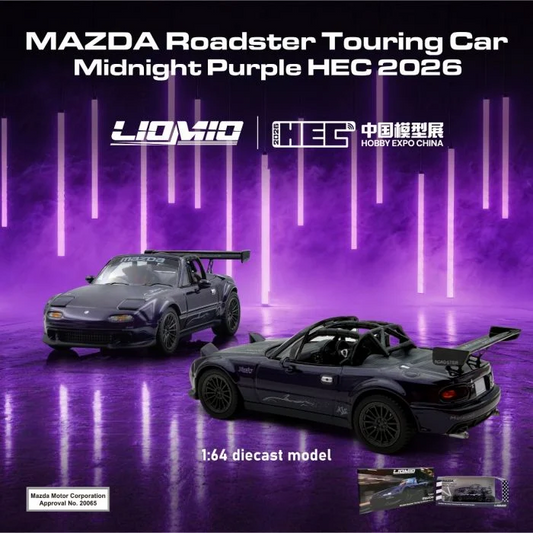 Liomio 1:64 Diecast Model Car MAZDA ROADSTER TOURING CAR MIDNIGHT PURPLE HEC