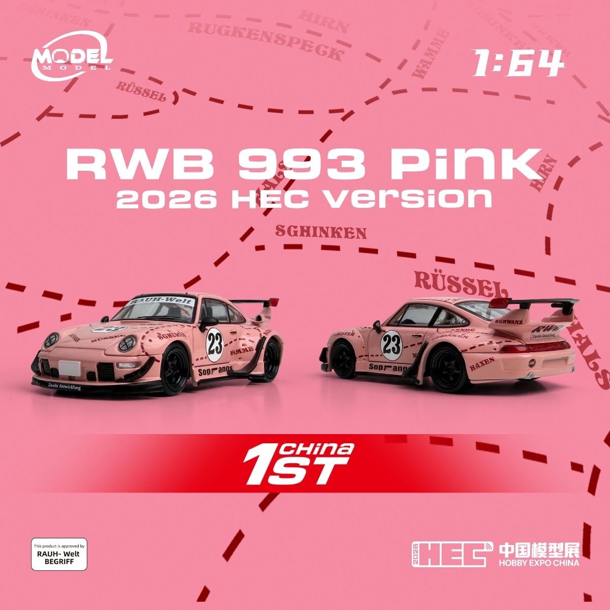 MODELMODEL 1:64 RWB 993 PINK 2026 HEC VERSION MM64-RWB993-HEC2026