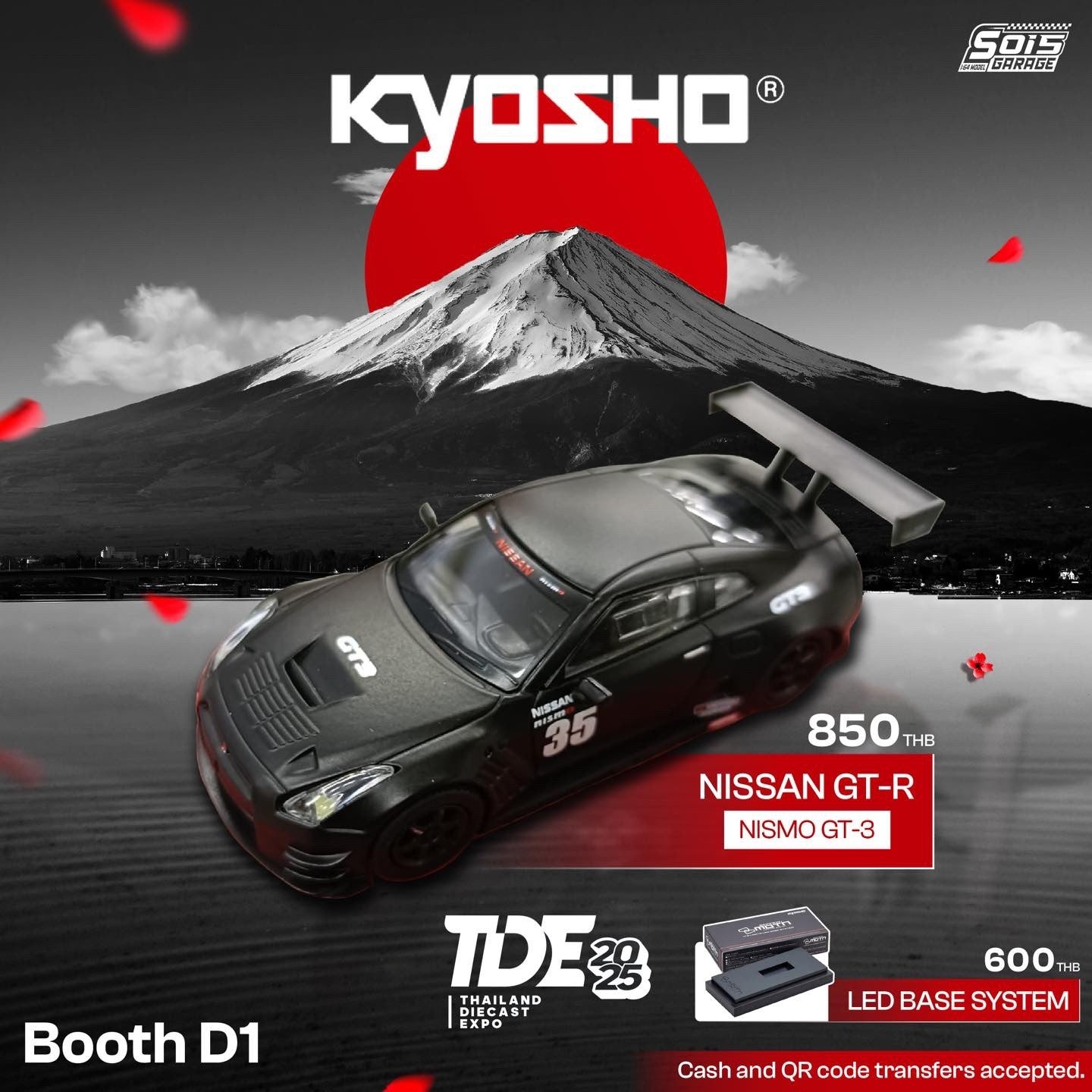 KYOSHO 1:64 Nissan R35 GT-R GT-3 Compatible with MOTN LED Base Thailand Diecast