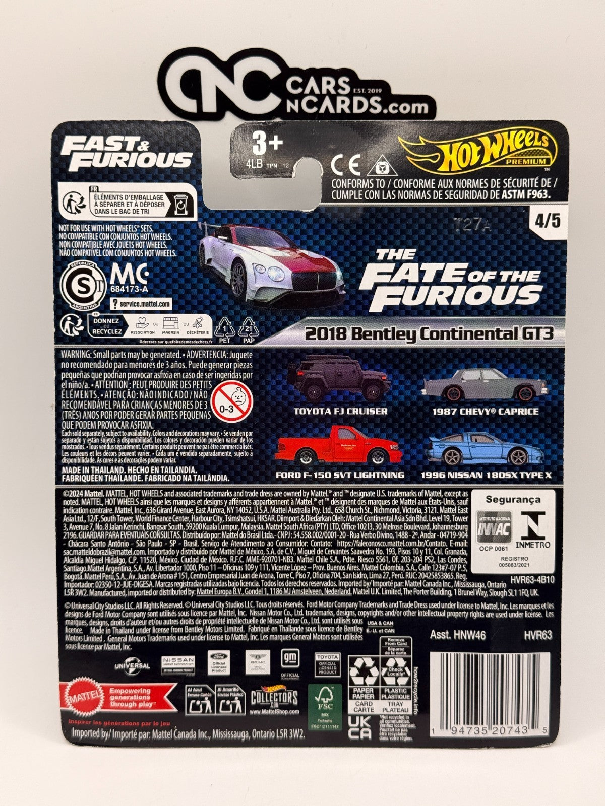 2024 Hot Wheels Fast & Furious Mix 4 2018 Bentley Continental GT3 #4/5