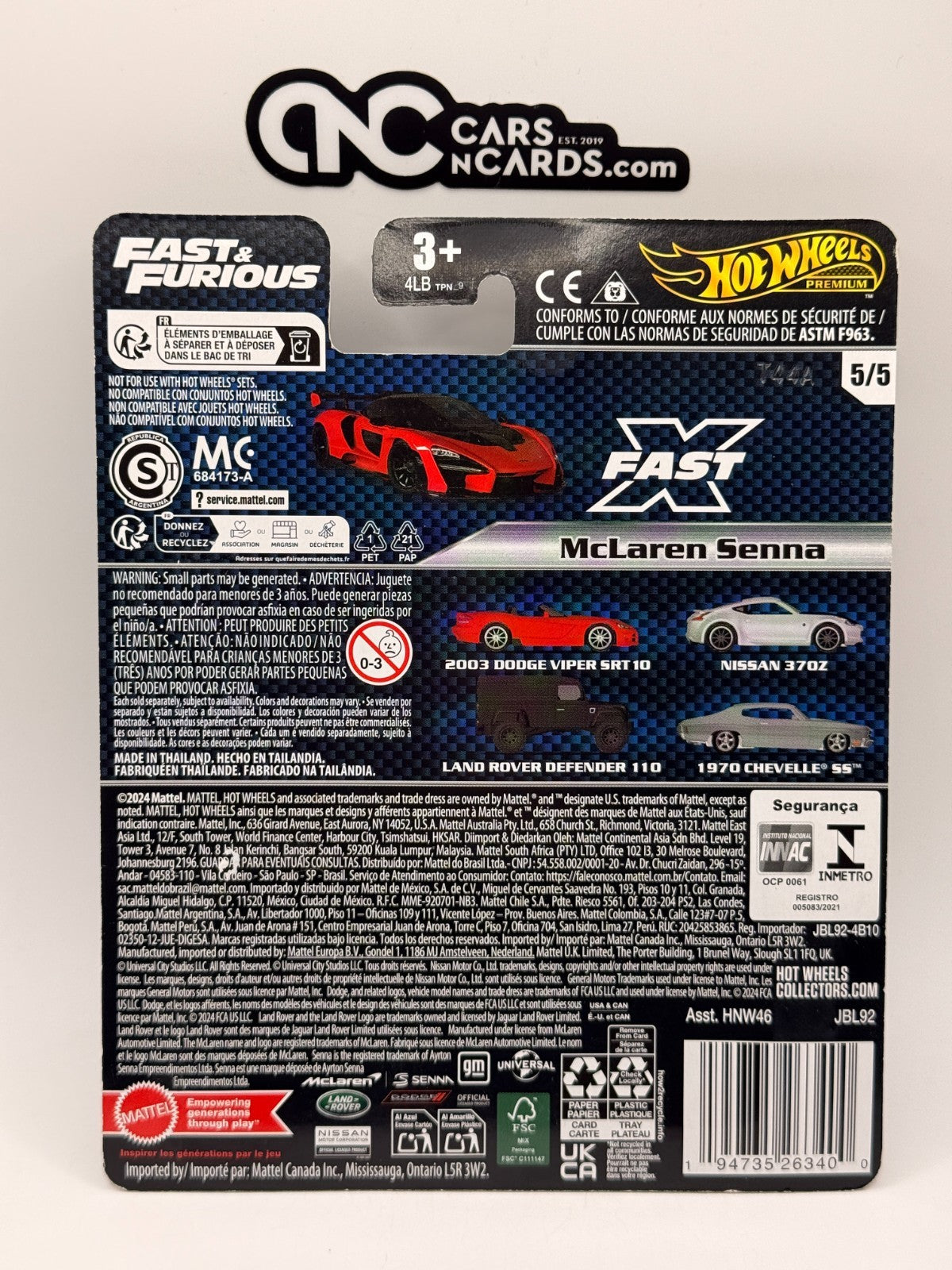 2025 Hot Wheels Premium Fast & Furious 5/5 McLaren Senna