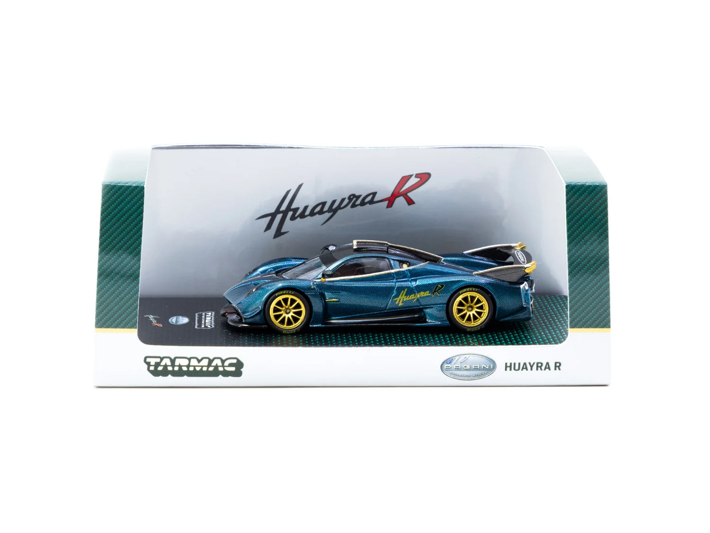 TARMAC WORKS GLOBAL64 1:64 Pagani Huayra R Turquoise Carbon Fiber T64G-TL035-TCF