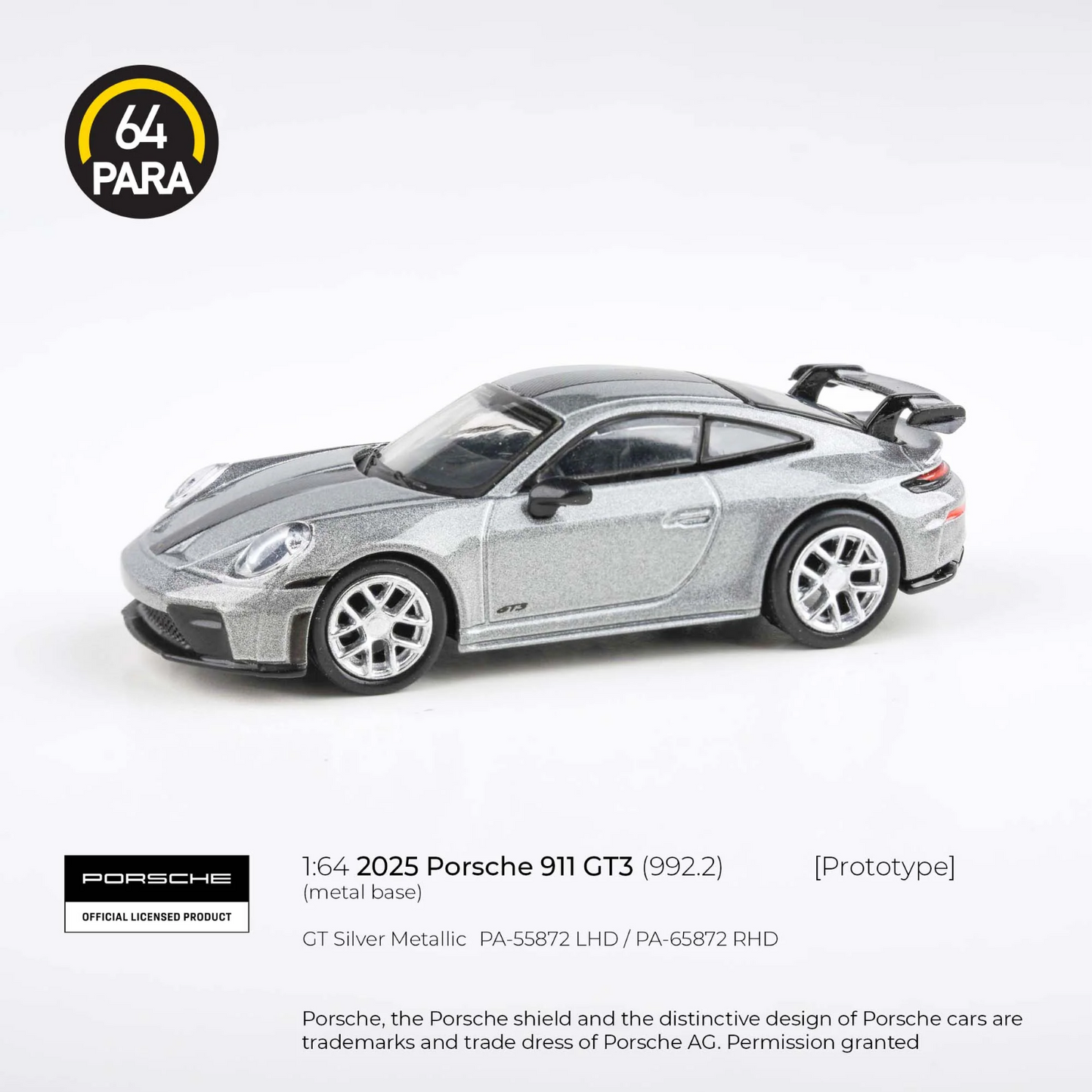 PARA64 1:64 2025 Porsche 911 GT3 (992.2) GT Silver Metallic LHD PA-55872