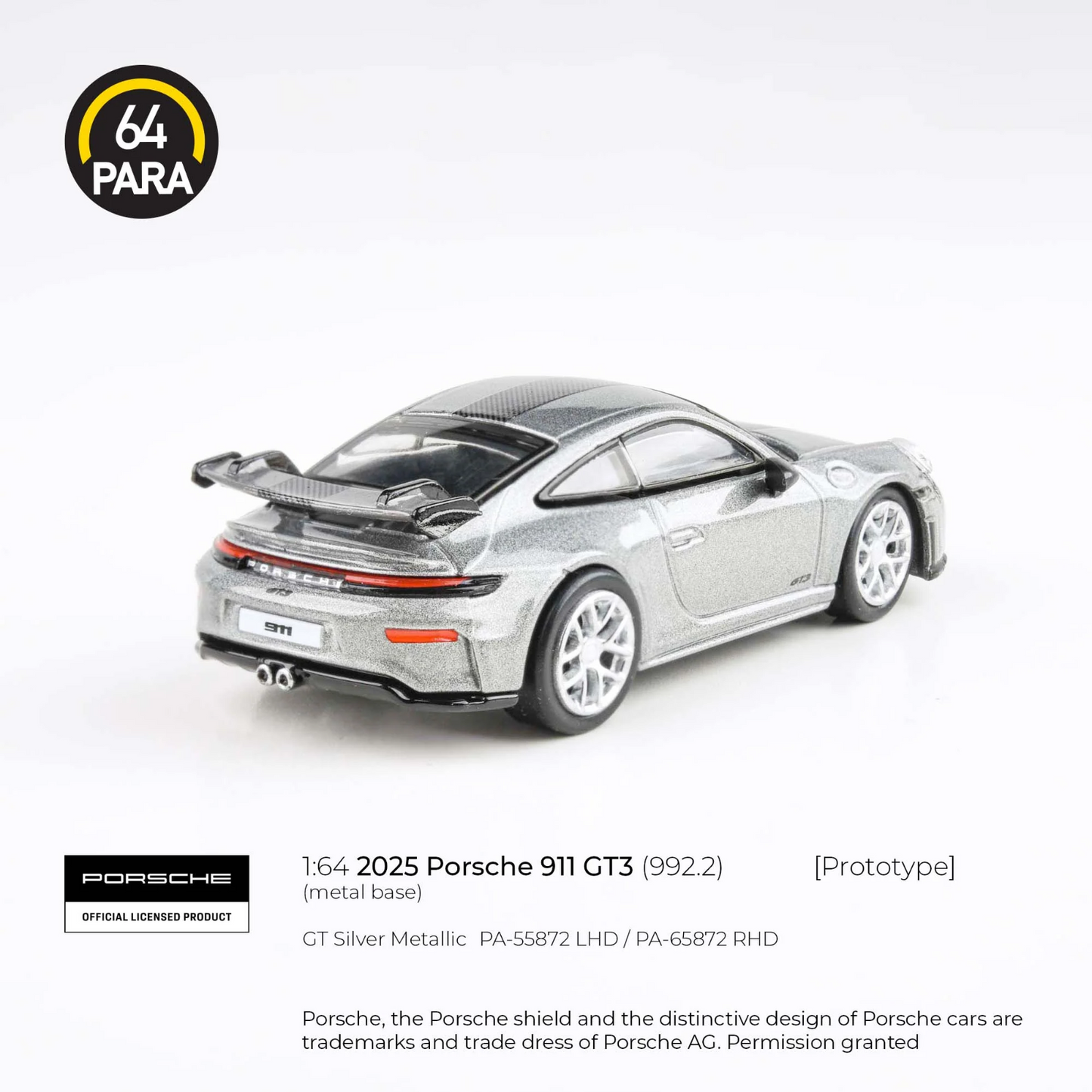 PARA64 1:64 2025 Porsche 911 GT3 (992.2) GT Silver Metallic LHD PA-55872