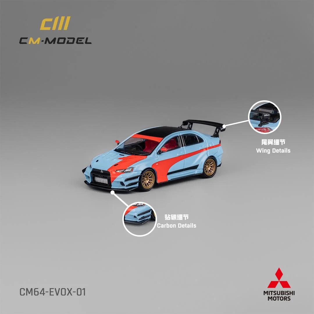 CM MODEL 1:64 Misubishi Lancer EvoX Varis Widebody (Orange/Blue) CM64-EVOX-01