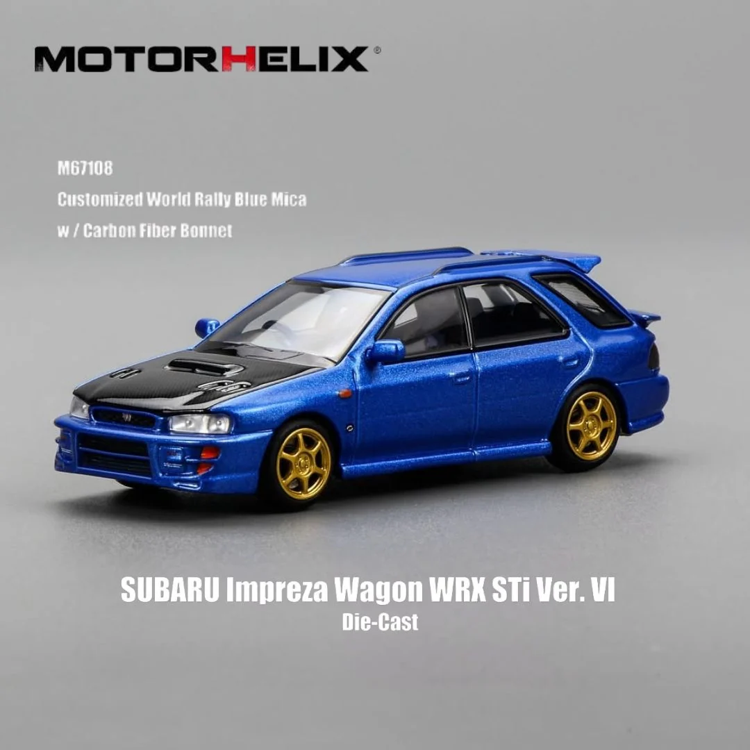 MOTORHELIX 1:64 SUBARU Impreza Wagon WRX STi Ver. VI Rally Blue Carbon M67108