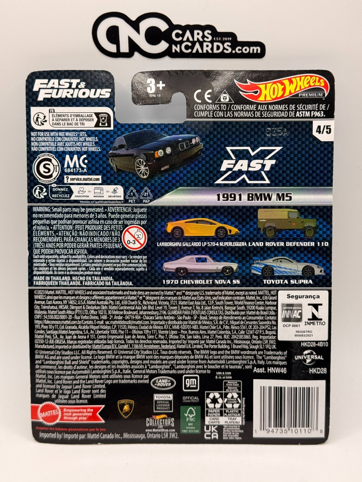 2023 Hot Wheels Premium Fast & Furious 4/5 1991 BMW M5 Black