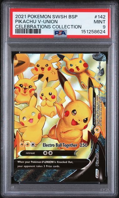 2021 POKEMON SWSH BLACK STAR PROMO #142 PIKACHU V-UNION SWSH142 PSA 9