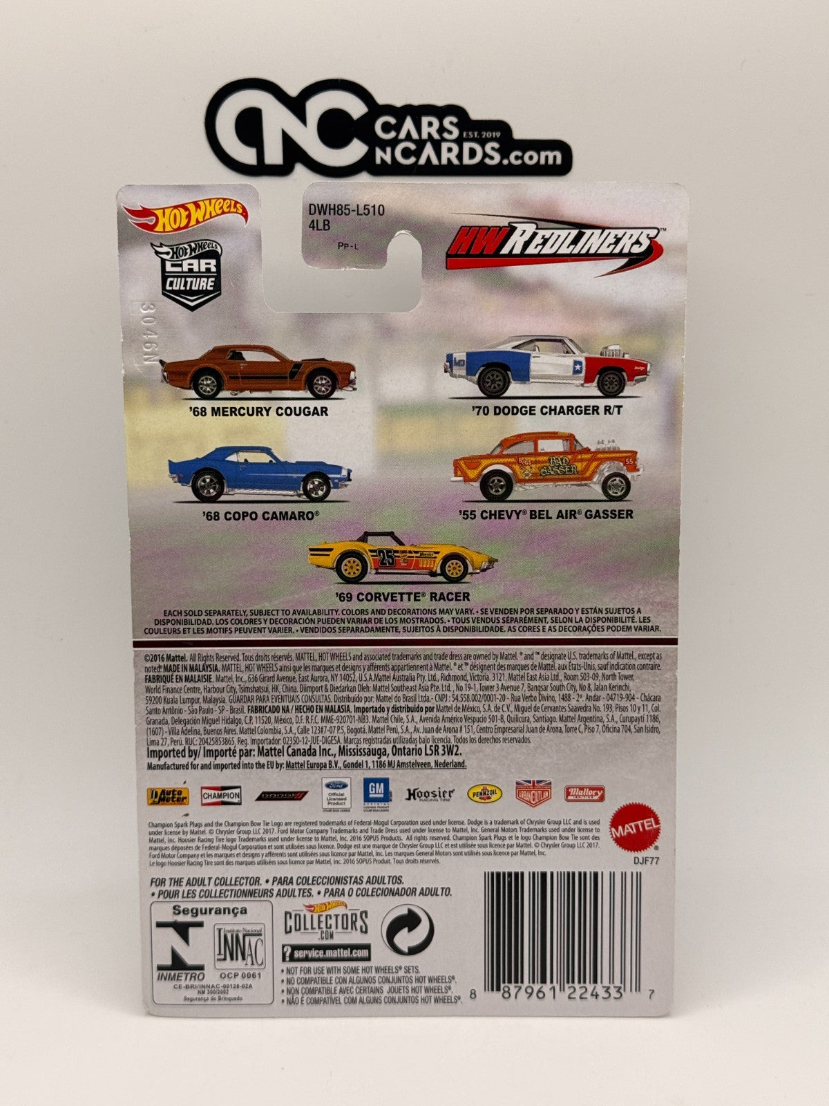 2016 Hot Wheels Premium HW Redliners 3/5 '68 Copo Camaro (Soft Corners)