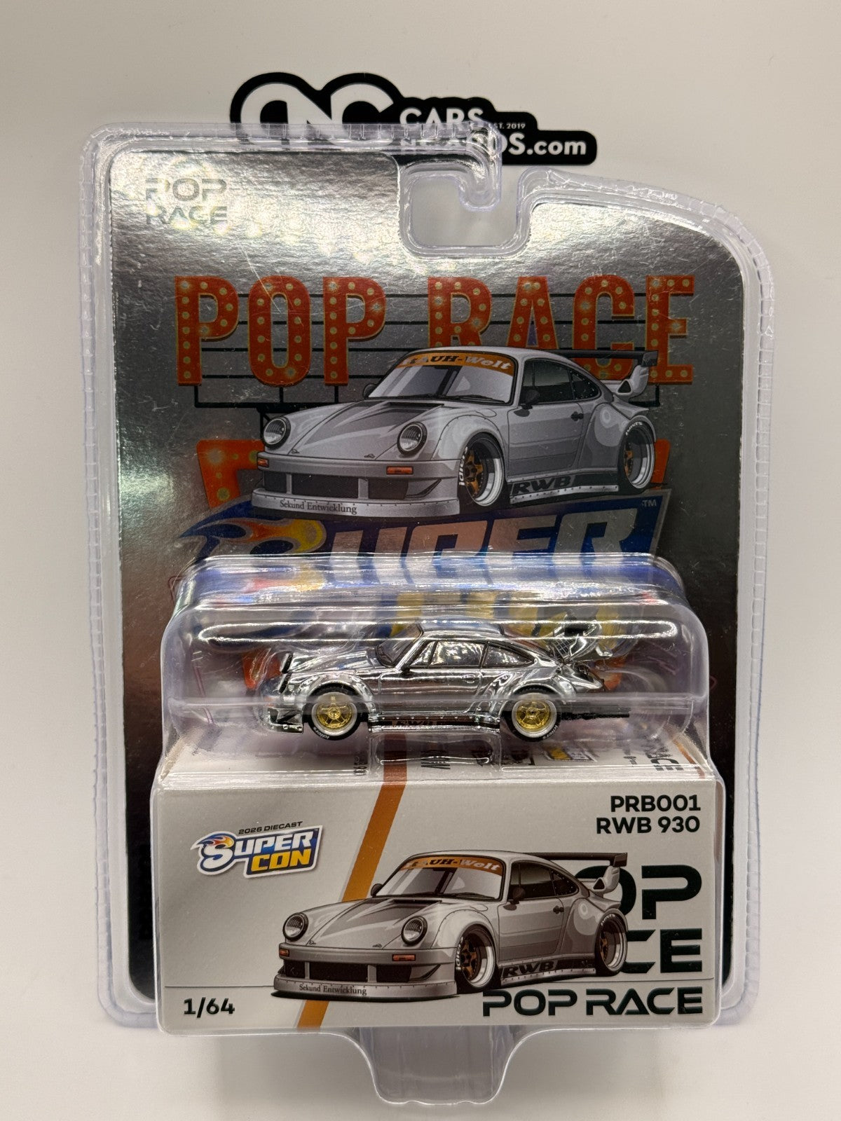 POPRACE 1:64 RWB 930 Silver Chrome - Las Vegas Supercon 2026 Edition PRB001