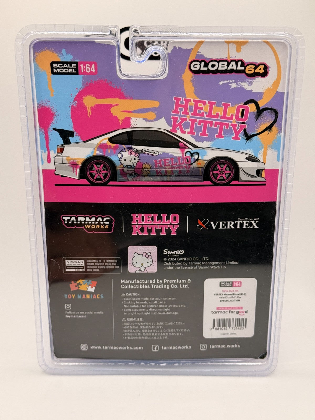 Tarmac Works Vertex Nissan Silvia S15 Hello Kitty Drift IDE 2024 Special Edition
