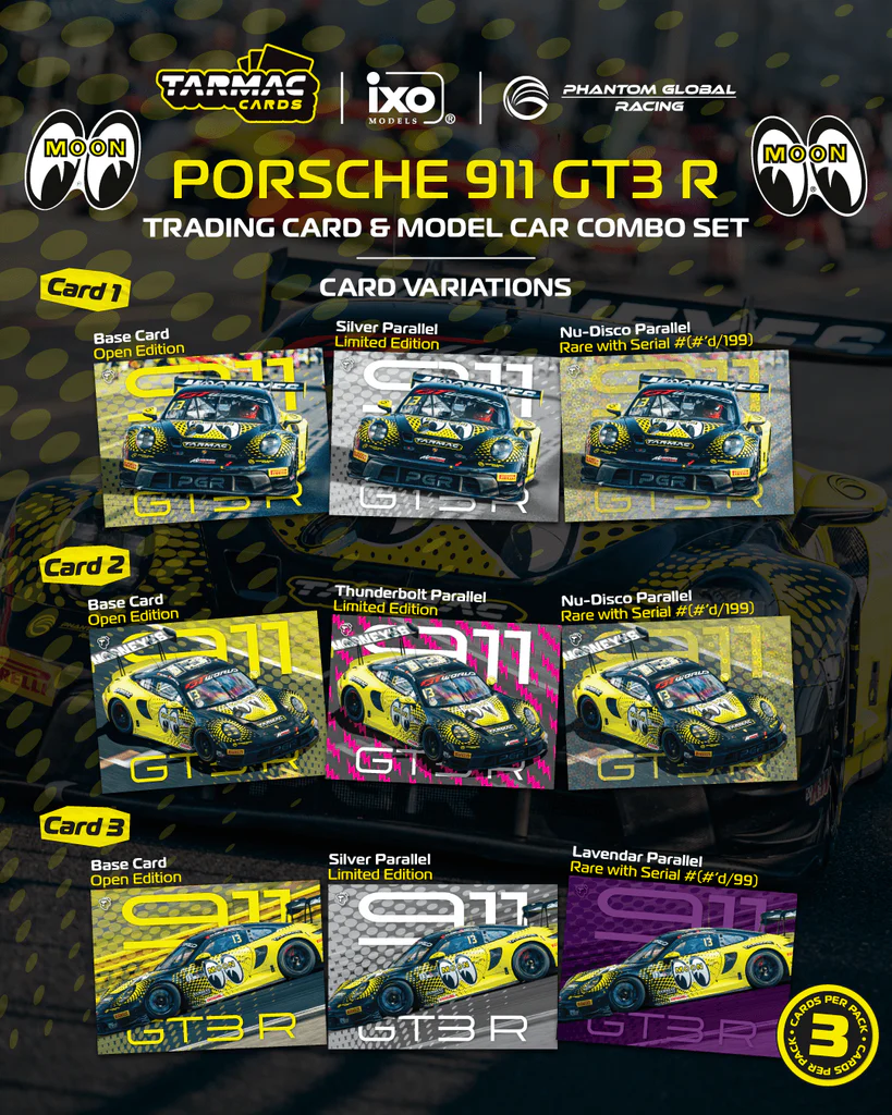 TARMAC HOBBY64 1:64 Porsche 911 GT3 R World Challenge Asia MOONEYES Card Combo