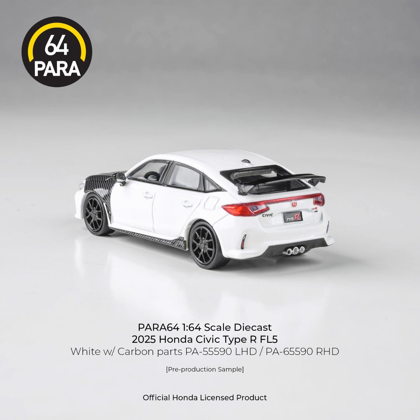 PARA64 1:64 2025 Honda Civic Type R FL5 White w/ Carbon parts LHD PA-55590