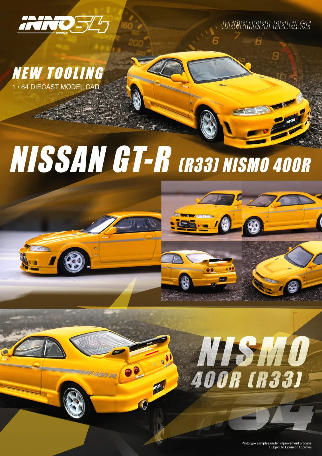 INNO64 Nissan Skyline GT-R (R33) Nismo 400R Lightning Yellow IN64-400R-LYL