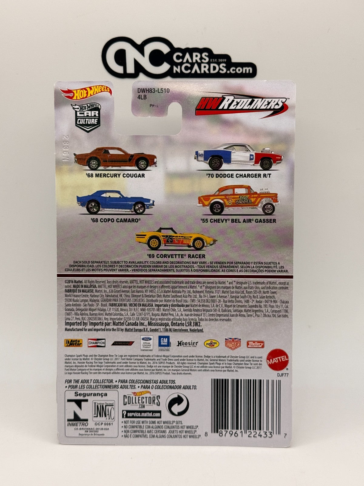 2016 Hot Wheels HW Redliners 2/5 '70 Dodge Charger R/T With Protector