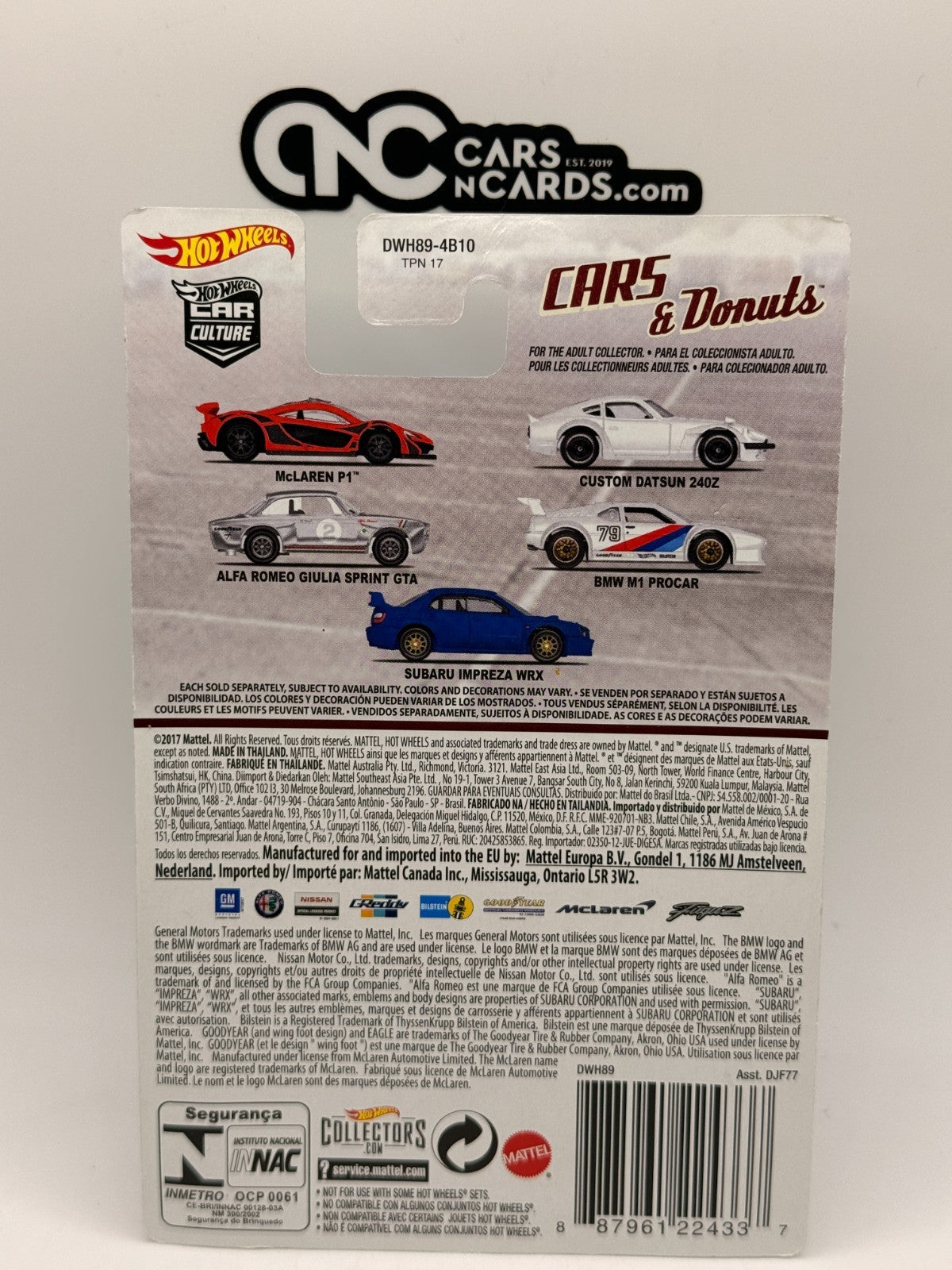 2016 Hot Wheels Premium Cars & Donuts 5/5 Subaru Impreza WRX With Protector