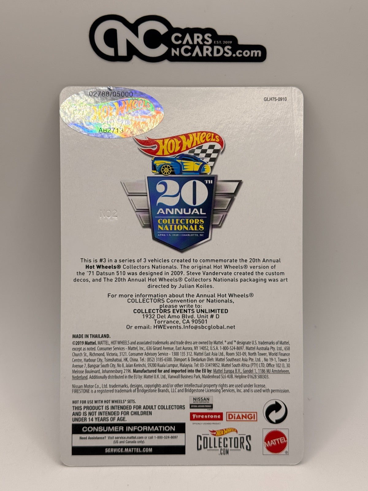 2020 Hot Wheels 20th Annual Collectors Nationals Charlotte, NC '71 Datsun 510