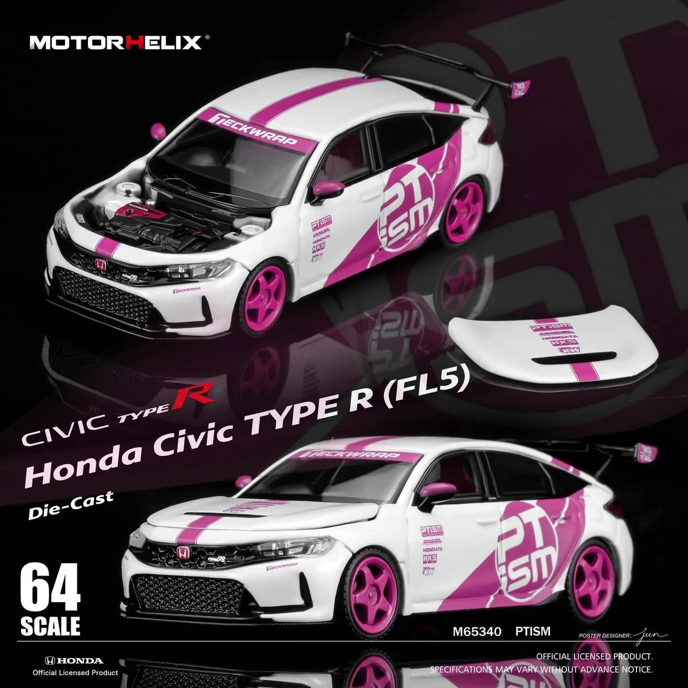 MOTORHELIX 1:64 Honda Civic TYPE R (FL5) PTiSM Custom Pink M65340