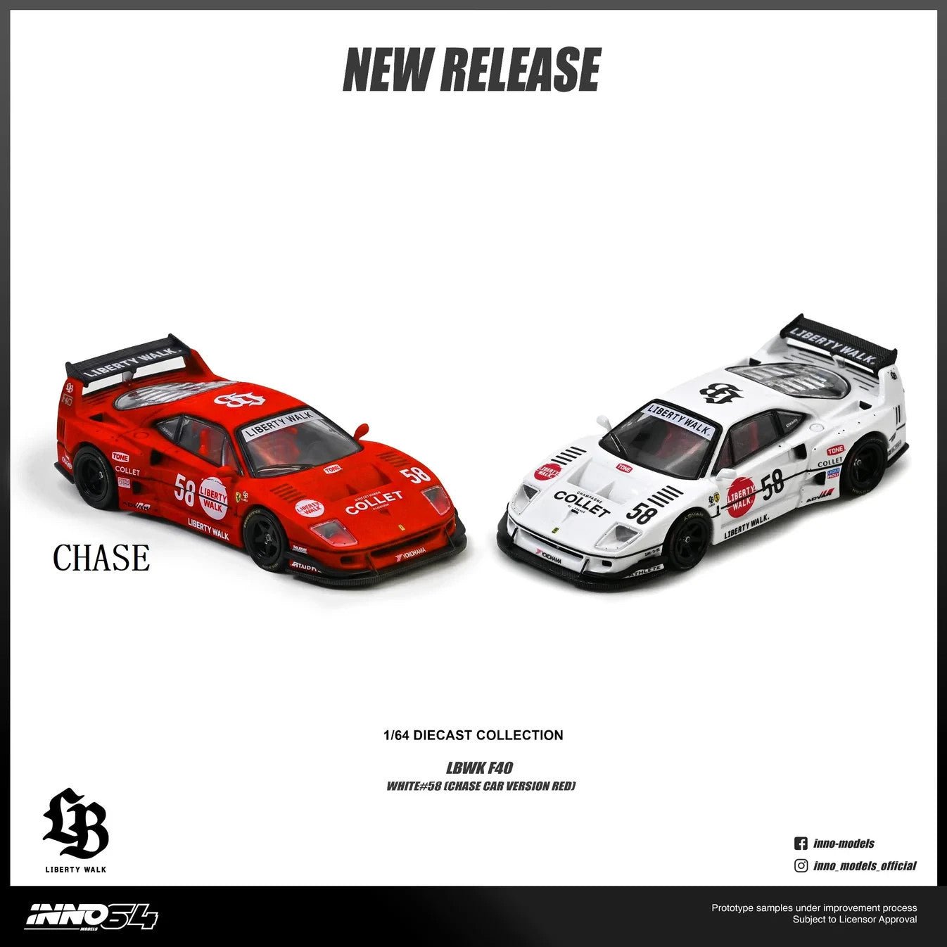 INNO64 1:64 LBWK F40 COLLET IN64-LBWKF40-COLLET *CHASE CARS ARE RANDOMLY PACKED*