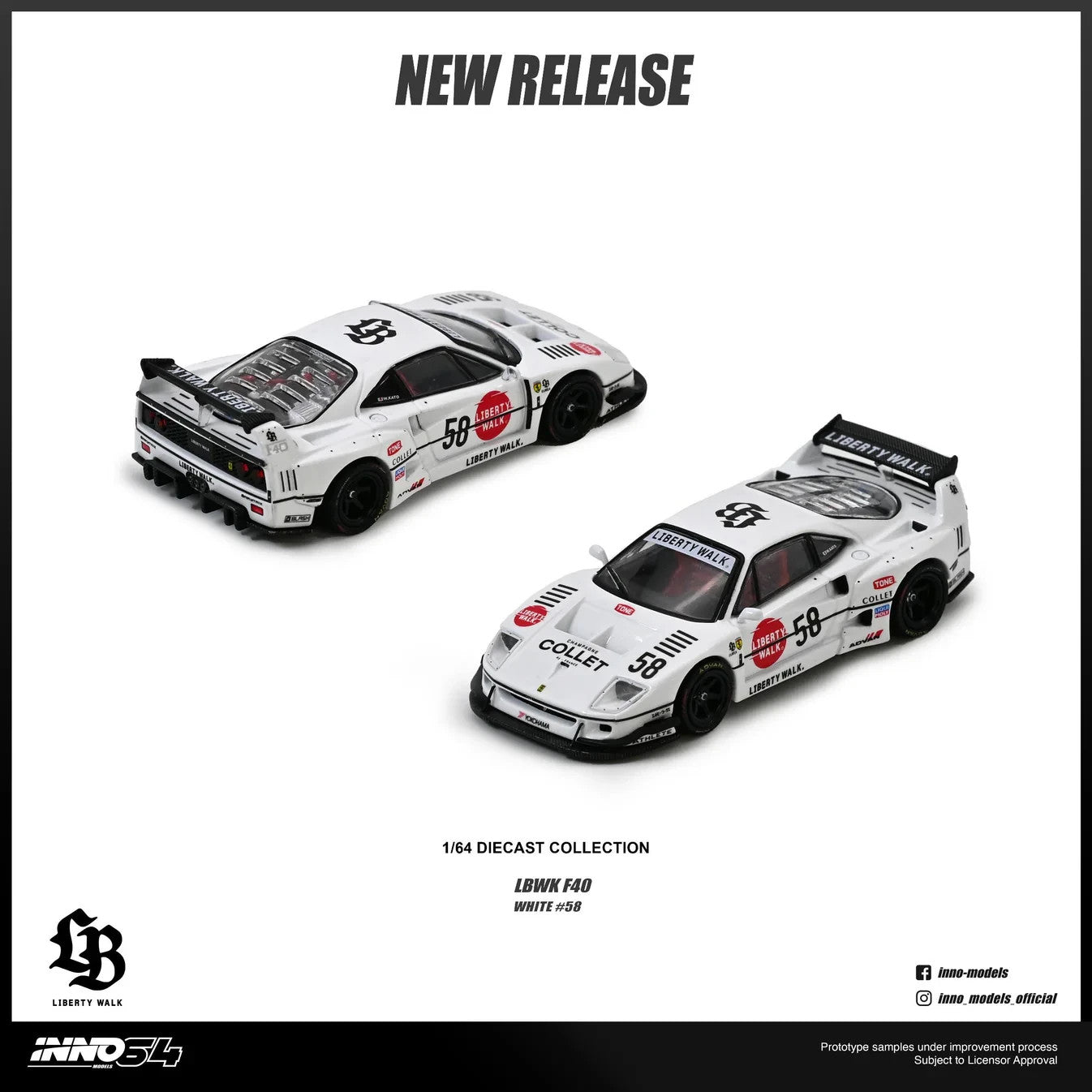 INNO64 1:64 LBWK F40 COLLET IN64-LBWKF40-COLLET *CHASE CARS ARE RANDOMLY PACKED*