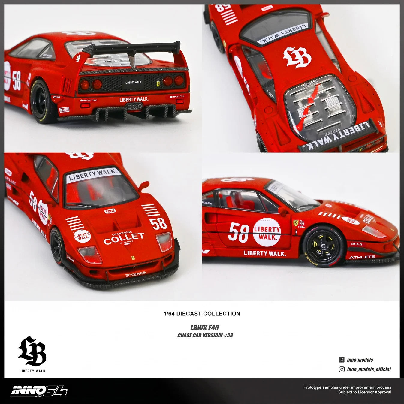 INNO64 1:64 LBWK F40 COLLET IN64-LBWKF40-COLLET *CHASE CARS ARE RANDOMLY PACKED*