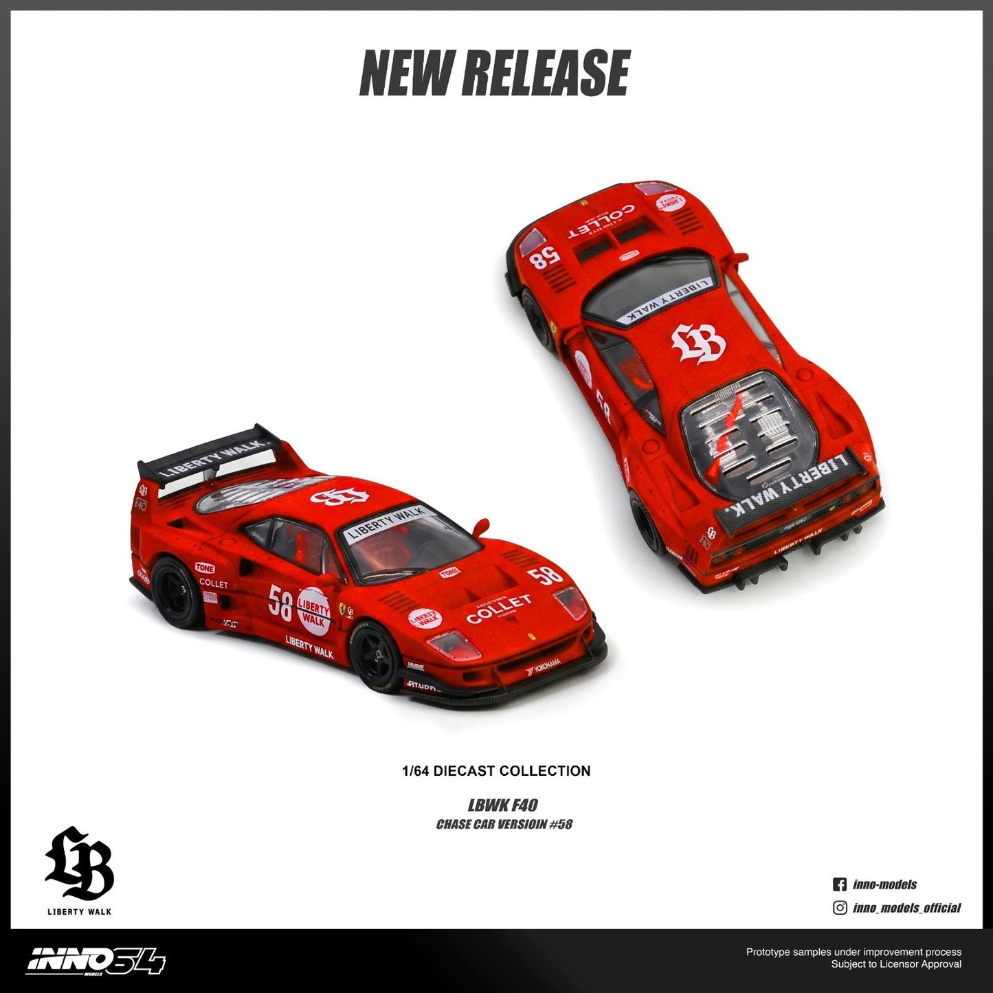 INNO64 1:64 LBWK F40 COLLET IN64-LBWKF40-COLLET *CHASE CARS ARE RANDOMLY PACKED*