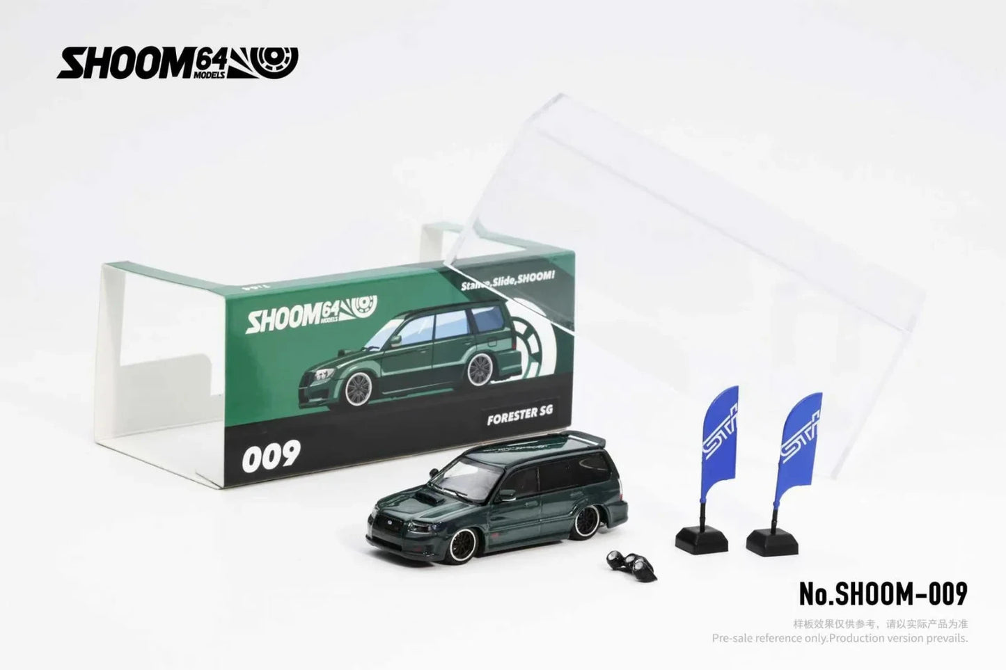 SHOOM64 1:64 Subaru Forester STi (SG) 2005 Green (LHD) SHOOM-093-009