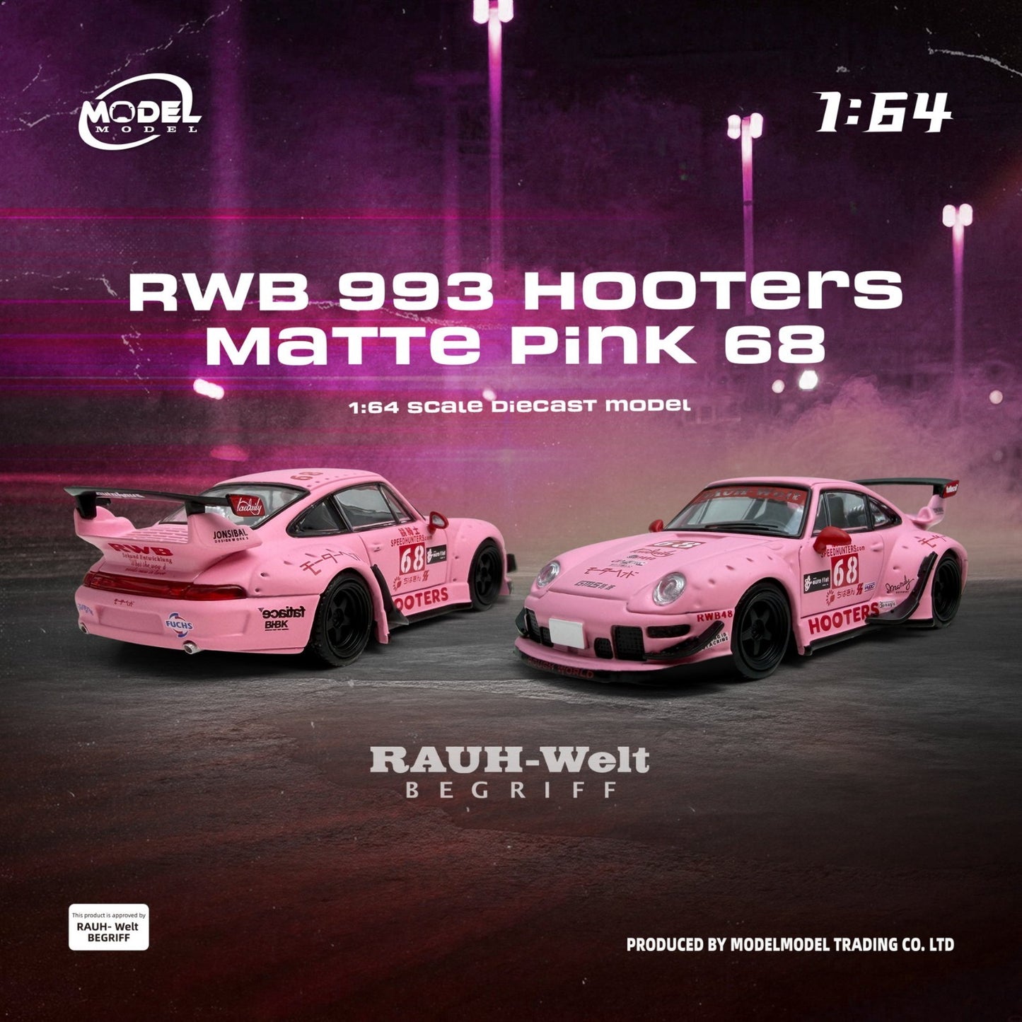 MODELMODEL 1:64 RWB 993 Hooters Matte Pink 68 (Blister Pack) MM64-RWB993-013