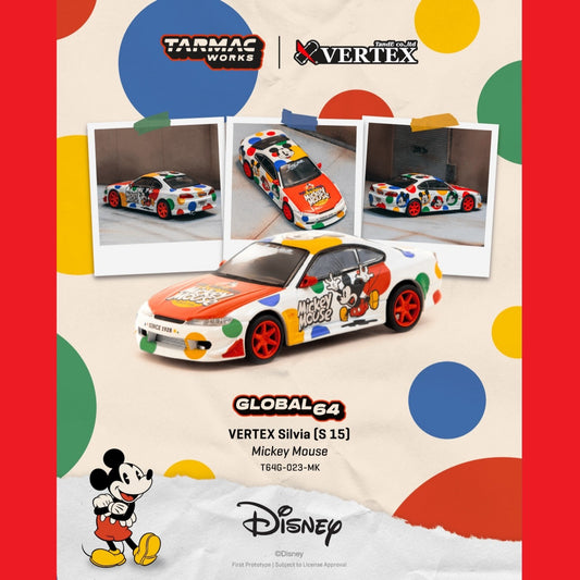 TARMAC GLOBAL64 1:64 VERTEX Silvia (S15) Mickey Mouse T64G-023-MK
