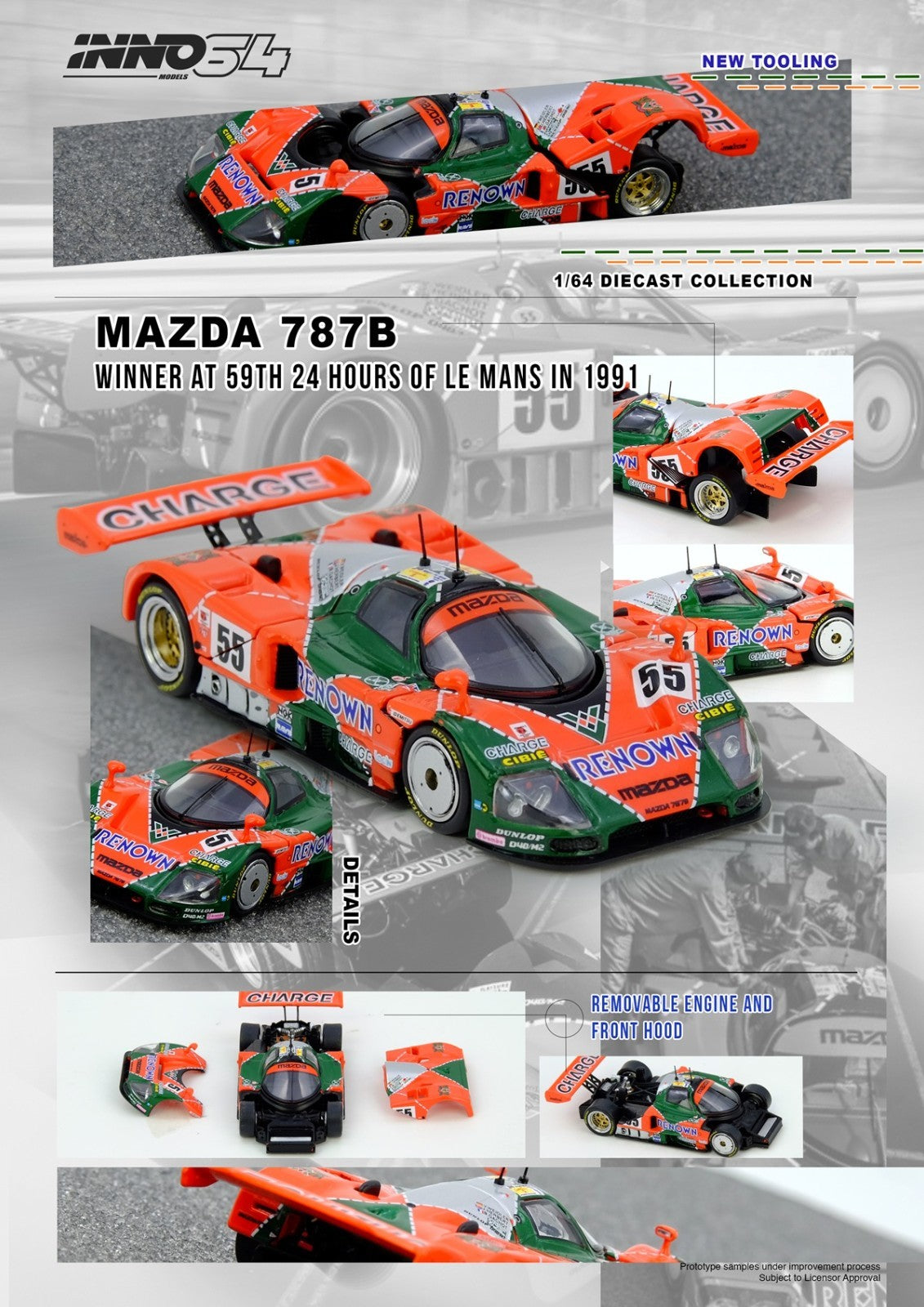 INNO64 1:64 MAZDA 787B Winner At 24 Hours Le Mans 1991 IN64-787B-LM91W