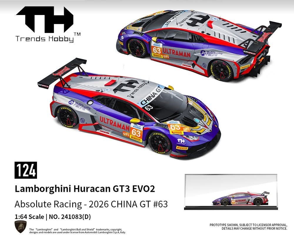 Trends Hobby 1:64 Lamborghini Huracan GT3 Evo 2 Absolute Racing CHINA GT #63