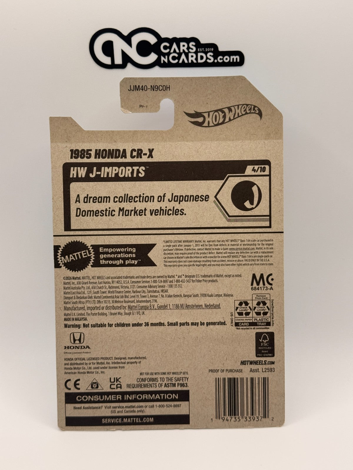 2026 Hot Wheels HW J-Imports 4/10 1985 Honda CR-X (Soft Corners)