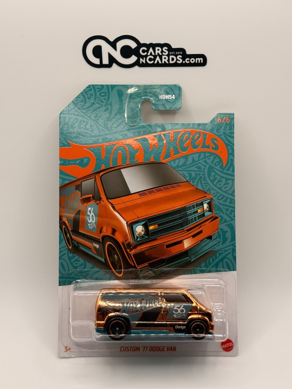 2024 Hot Wheels Pearl & Chrome 6/6 Custom '77 Dodge Van Chase (Soft Corners)