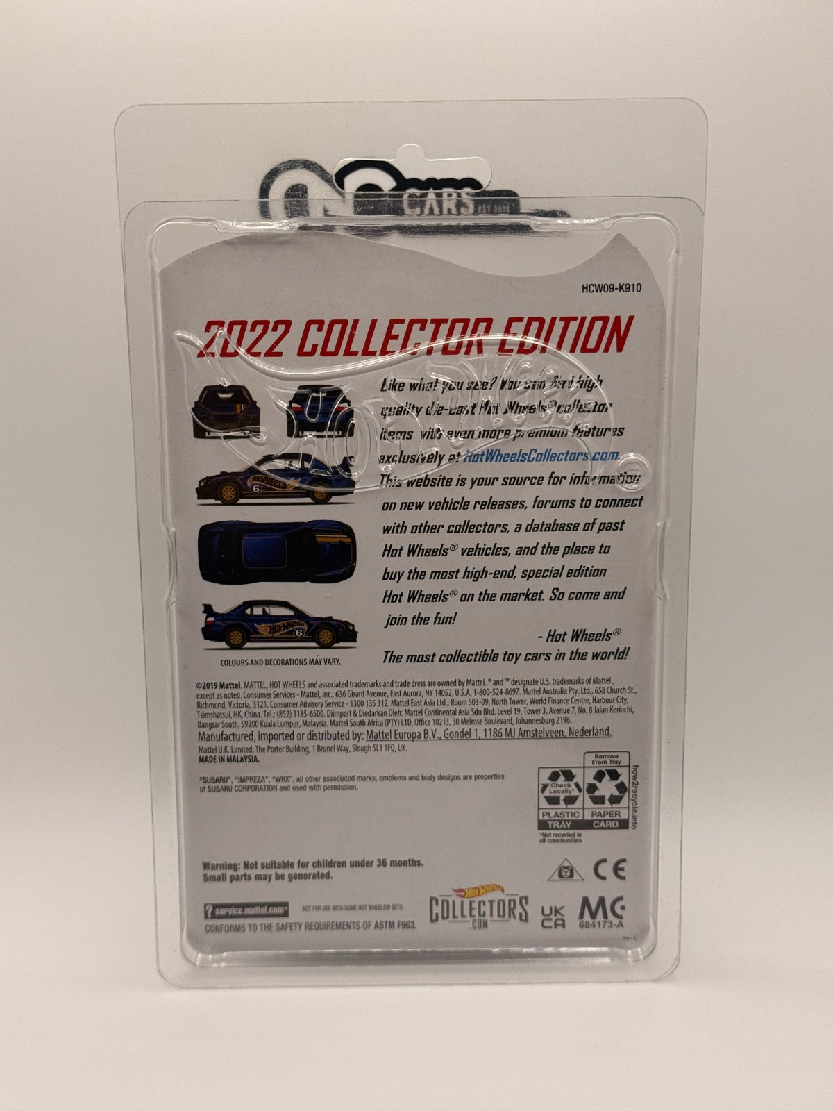 2022 Hot Wheels Mail In Collector Edition Subaru Impreza WRX With Protector