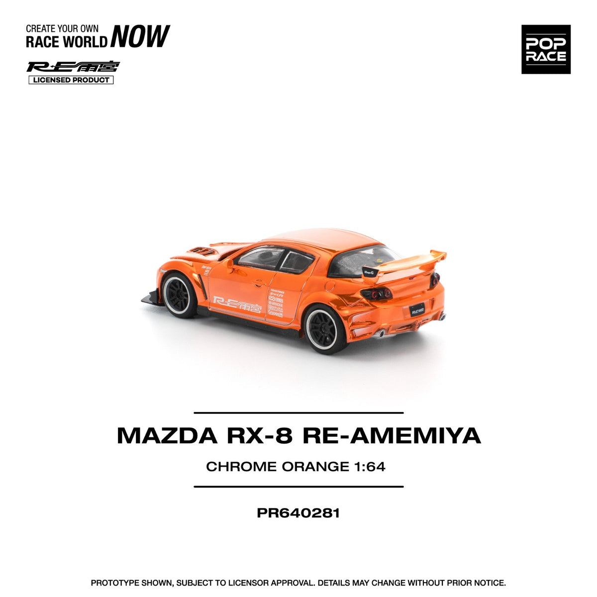 POPRACE 1:64 MAZDA RX-8 RE-AMEMIYA CHROME ORANGE PR640281