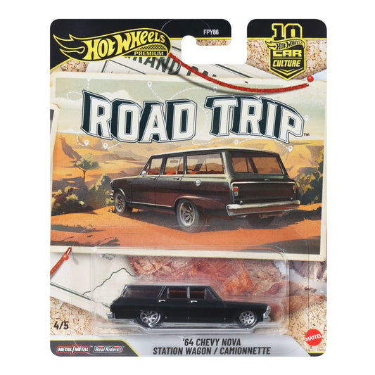 2026 Hot Wheels Premium Car Culture Road Trip '64 Chevy Nova Black JKF39