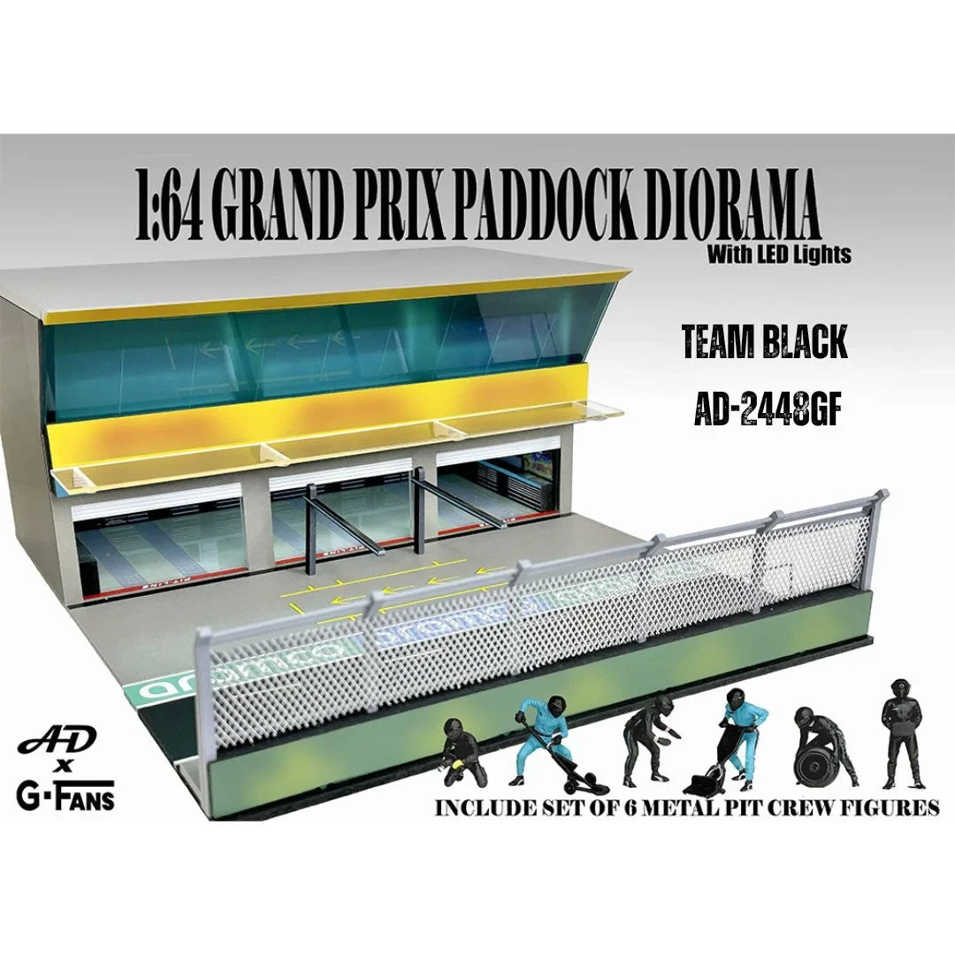 American Diorama 1:64 Grand Prix Paddock Diorama Formula Pit Crew Team Black
