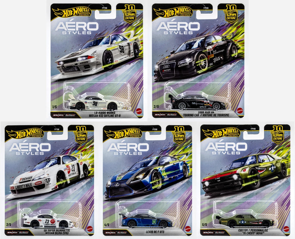 2026 Hot Wheels Premium Car Culture 10th Anniversary Aero Styles Full Set of 5