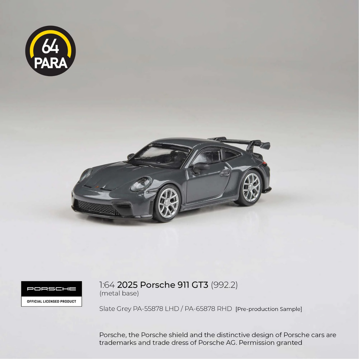PARA64 1:64 2025 Porsche 911 GT3 992.2 Slate Grey PA-55878