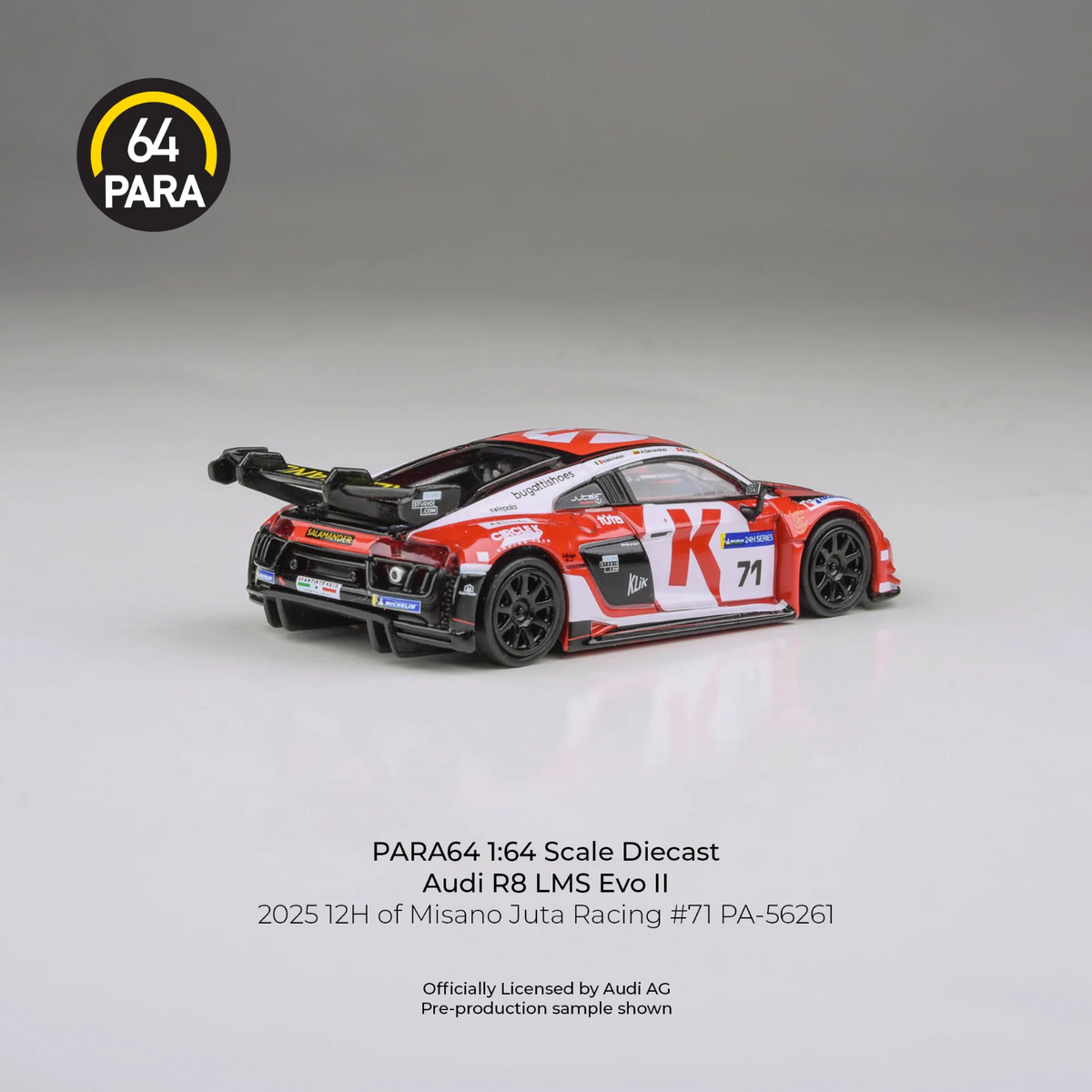 PARA64 1:64 Audi R8 LMS GT3 evo II 2025 12H of Misano-Juta Racing #71 PA-56261