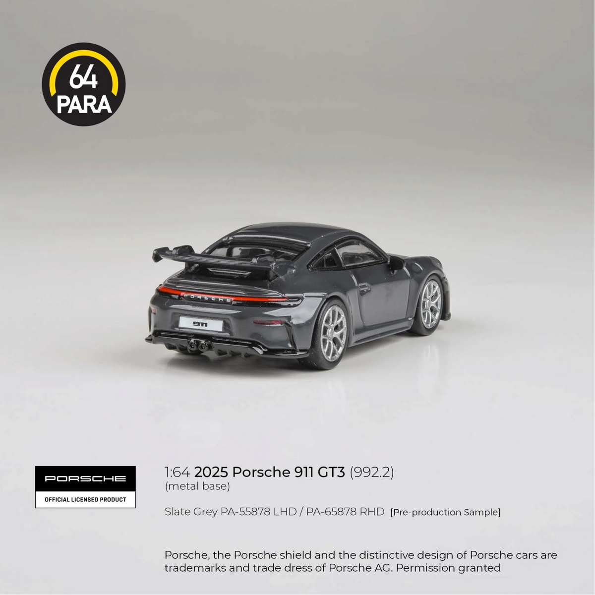 PARA64 1:64 2025 Porsche 911 GT3 992.2 Slate Grey PA-55878