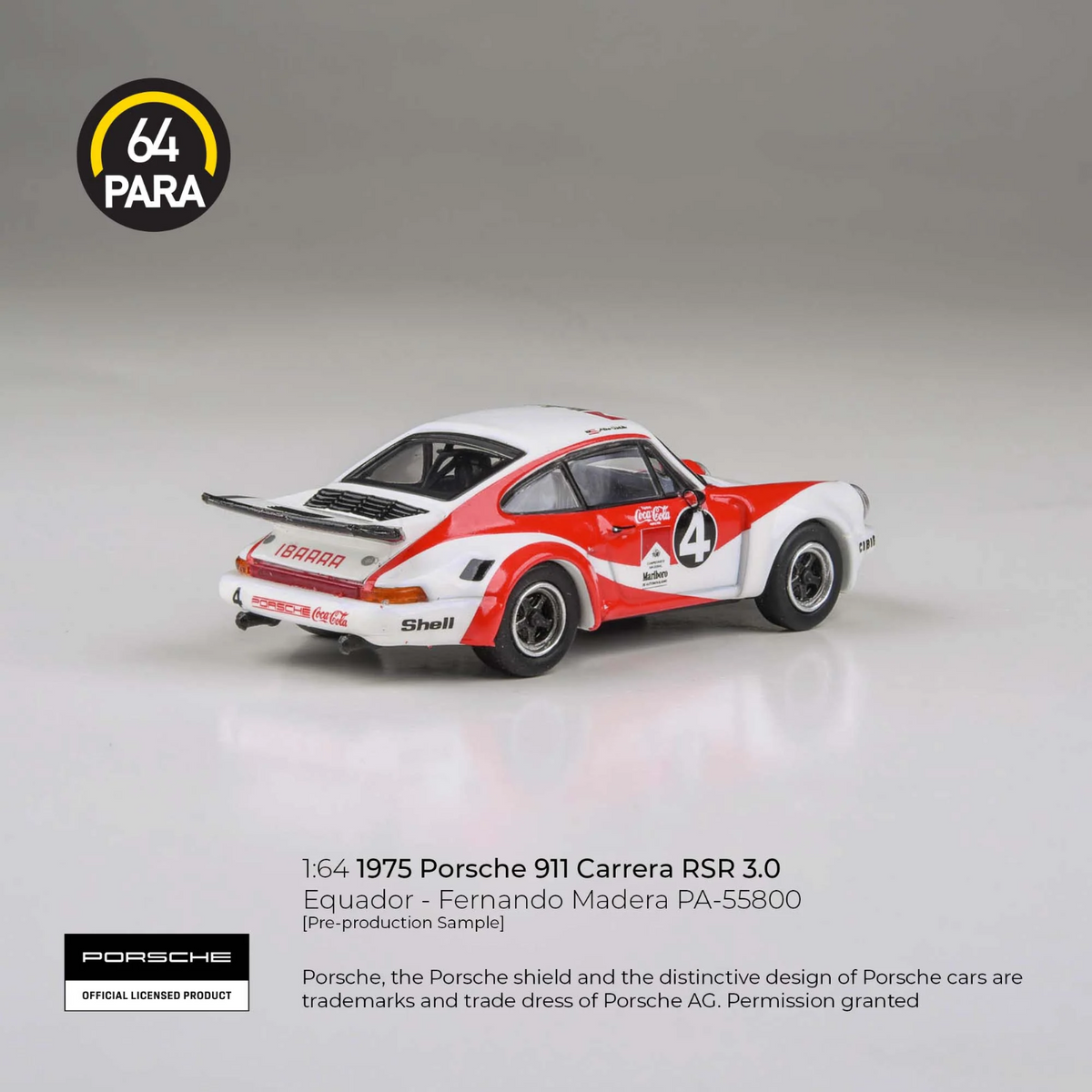 PARA64 1:64 1976 Porsche 911 Carrera RSR 3.0 Ecuador-Fernando Madera PA-55800