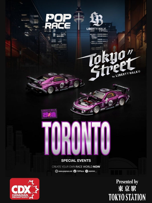 POPRACE 1:64 LB SUPER SILHOUETTE MAZDA RX7 FD3S PURPLE CHROME CDX PR640570
