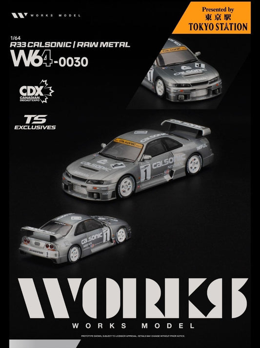 Works 1:64 R33 CALSONIC RAW METAL CDX Exclusive W640030