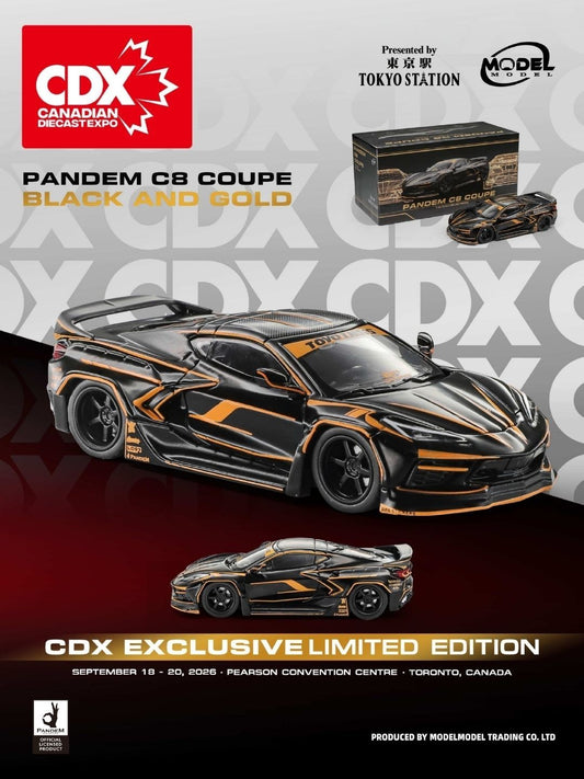 ModelModel 1:64 Pandem C8 coupe Black and Gold CDX Exclusive MM64-C8-TAC SEALED