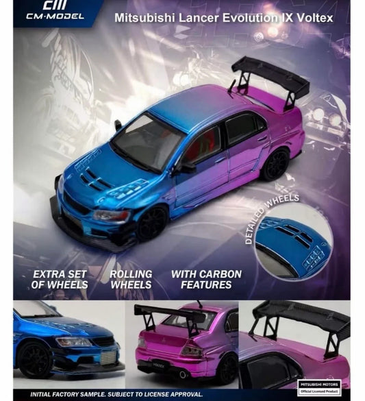 CM Model 1:64 Mitsubishi Lancer Evolution IX Voltex Chameleon Chrome CDX